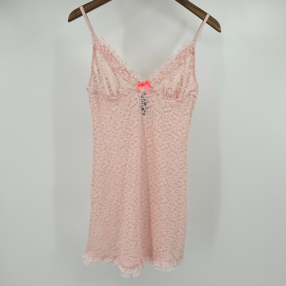 Victorias Secret Sheer Babydoll Coquette Layering Slip Dress Women L Fairy 2010s